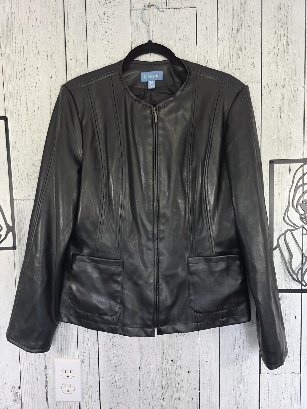 très you Black Faux Leather Jacket Size Medium Moto Fall Jacket